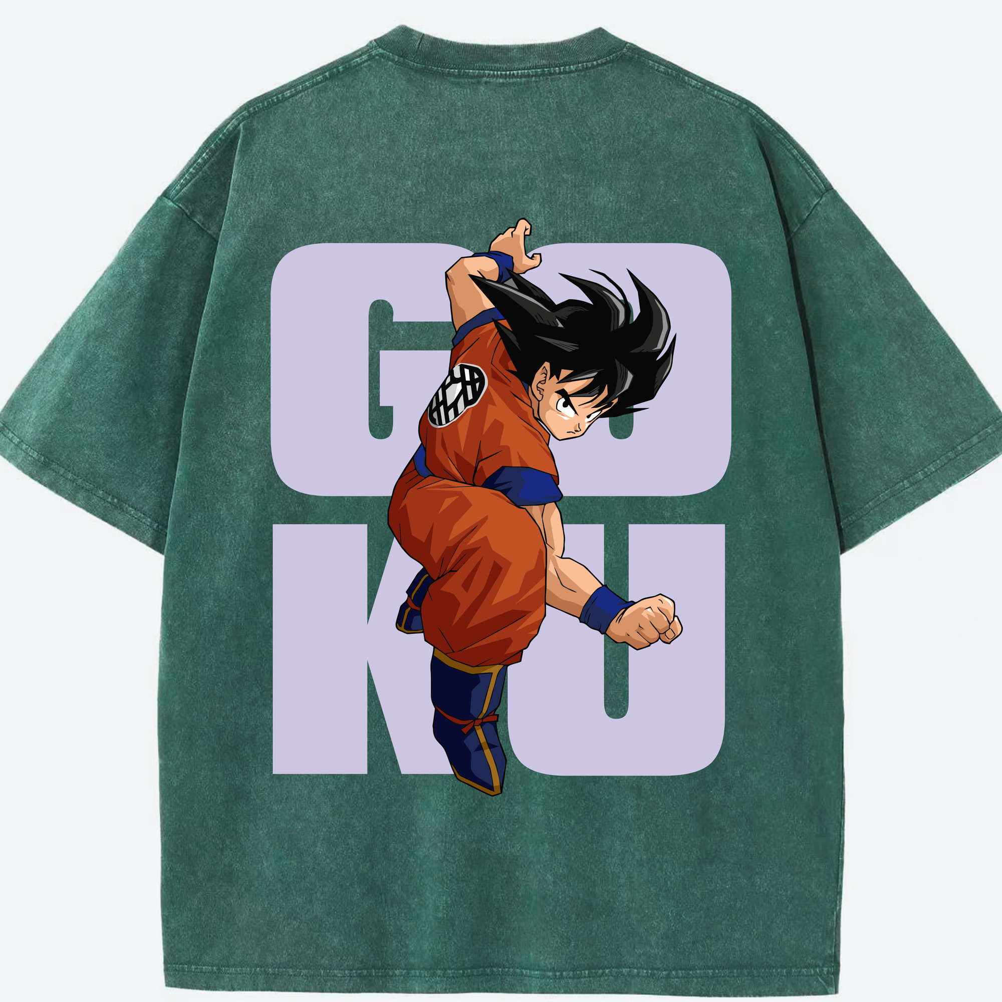 （画像用） ドラゴンボール 孫悟空（そん ごくう）Son Goku カカロット DRAGON BALL Kakarotto 綿100% ヴィンテージ風 半袖Tシャツ（背面プリント）